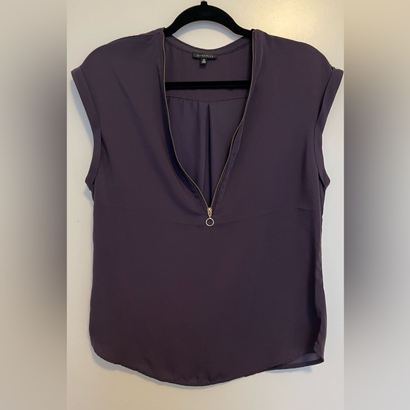Dynamite Cap Sleeves Violet Blouse with Zipper - Picture 1 of 4